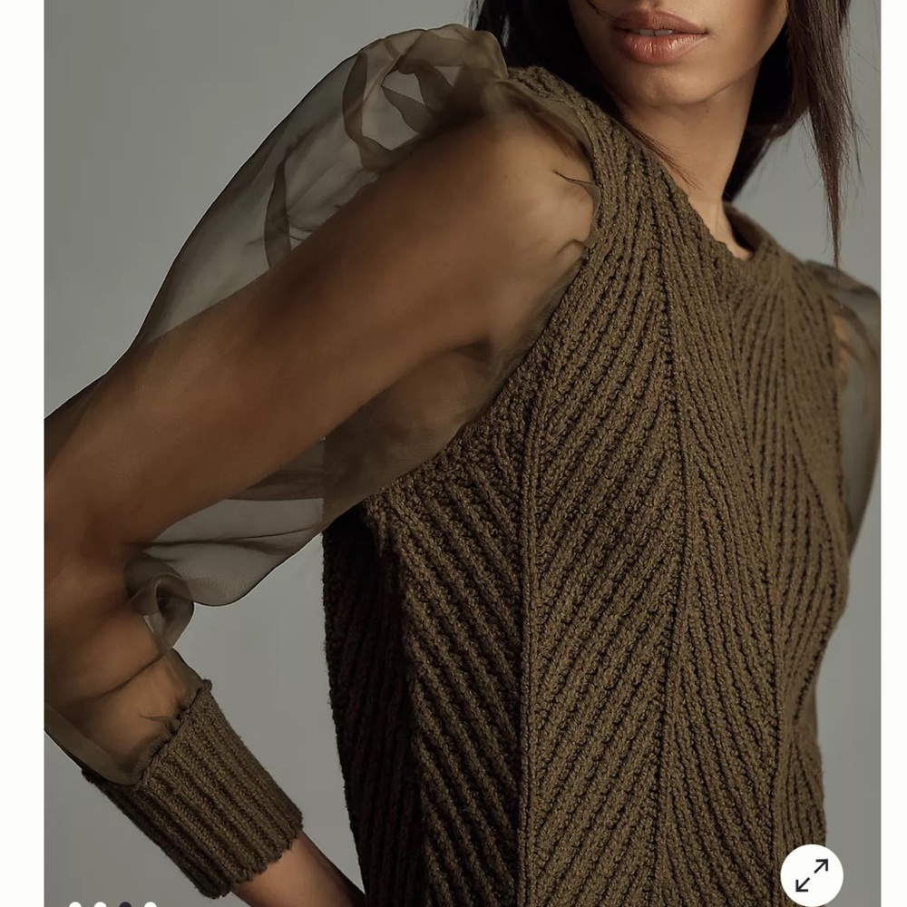 MAEVE CABLE TWOFER SWEATER VEST in Olive from Anthropologie
